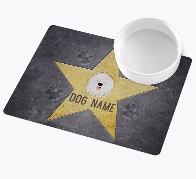 Star of Fame: Personalised {breedFullName} Wipe Clean Feeding Mat